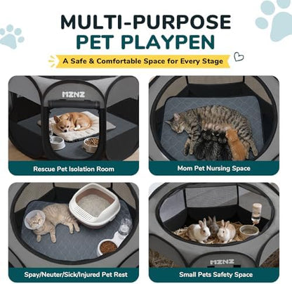 Dog Cat Small Animal Puppy Playpen with Pee Pad, Small, Dark Grey