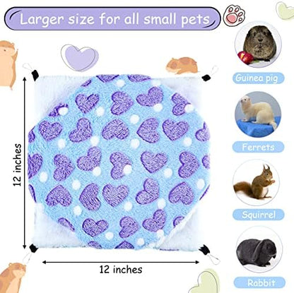 Boao 2 Pcs Guinea Pig Rat Hammock for Pet, Purple, Coffee, Heart Pattern