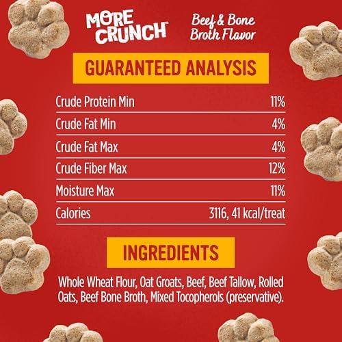 Blue Dog Bakery, More Crunch Beef Broth Biscuit, Medium Dog Treats 18oz 6pk