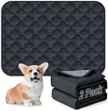FunFurry Washable Pee Pads for Dogs - 2 Pack Reusable Pee Pads，Waterproof Puppy Pads，Pet Training Pads，Super Absorbent with Dog Paw Shape Non-Slip Backing (Dark Grey, 18" X 24" - 2 Pack)