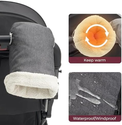 Momcozy Universal Stroller Gloves, Plush Weatherproof Winter Handmuffs