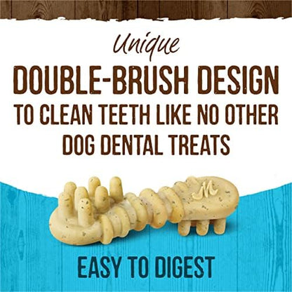 Merrick Fresh Kisses Natural Dental Chews Toothbrush Treat Shape Infused with Real Mint for Tiny Dogs 5-15 Lbs - 106 ct. Box