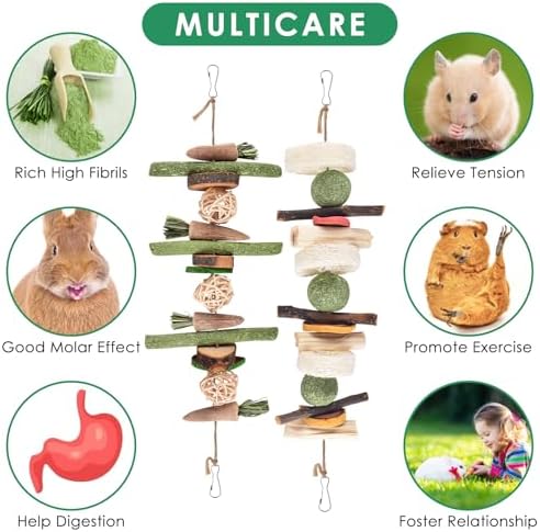 KATUMO Rabbit Chew Toys, 134 PCS DIY Hamster Chew Toys Kit Bunny Teeth Care Molar Ideal for Rabbit, Guinea Pig, Chinchilla, Hamster, Squirrel, Gerbils Etc Small Rodent Pets' Teeth Grinding