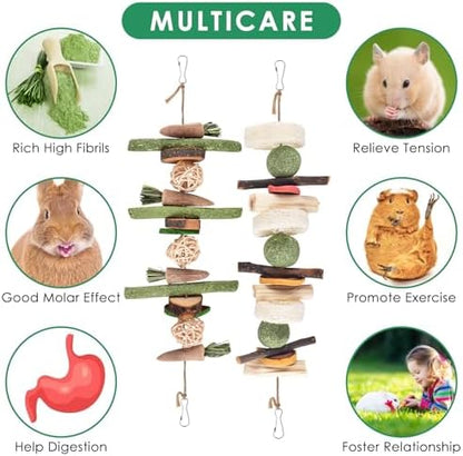 KATUMO Rabbit Chew Toys, 134 PCS DIY Hamster Chew Toys Kit Bunny Teeth Care Molar Ideal for Rabbit, Guinea Pig, Chinchilla, Hamster, Squirrel, Gerbils Etc Small Rodent Pets' Teeth Grinding