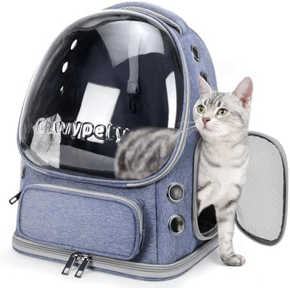 Cawypety Cat Backpack Carrier Large Space Bubble Backpack up to 12lbs Blue