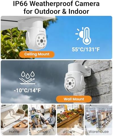 Anlapus 5MP Security Camera System, 4X 2MP Pan/Tilt Audio Cams, No HDD