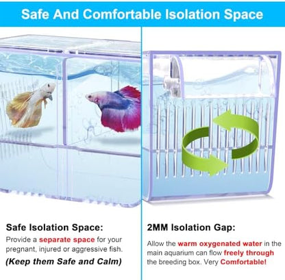 DaToo Fish Breeding Box Aquarium Holding Tank Transparent Fish Isolation Box Acclimation Hatchery Incubator Breeder for Betta Shrimp Clownfish Guppy Large