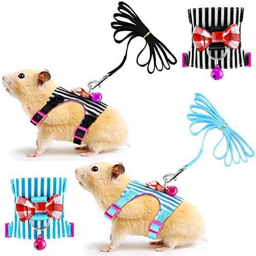 Satinior 2 Pcs Guinea Pig Harness and Leash Set, M, Blue, Black