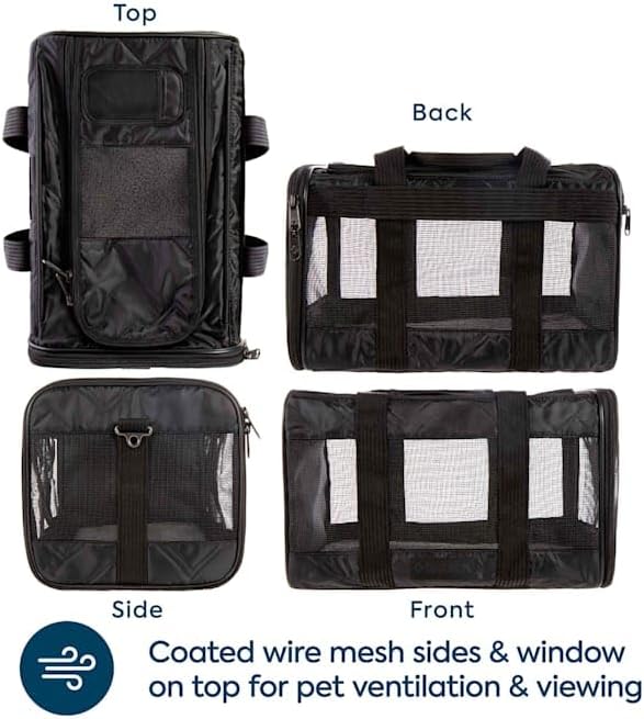 Sherpa Deluxe Guaranteed On Board Soft Sided Dog & Cat Carrier, Black, Medium