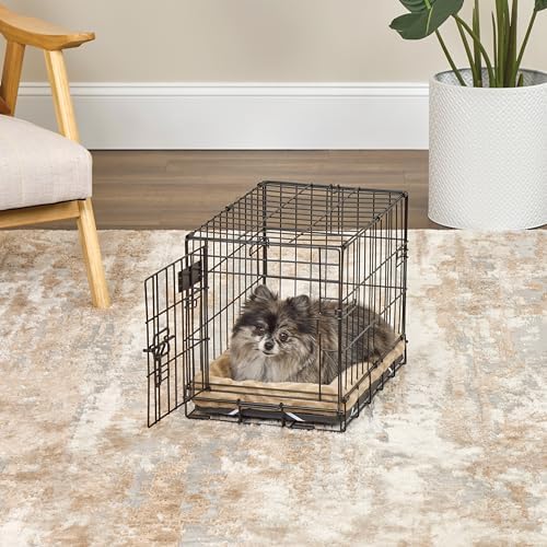 MidWest Homes for Pets QuiteTime Deluxe Wave Bolster Bed for Tiny Dogs; Easily Machine Wash and Dry; Tan; 18"; 40218-WVTN