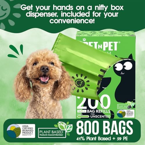 Pet N Pet Poop Bags for Dogs, 800 Count, Unscented, Tie Handles Thick