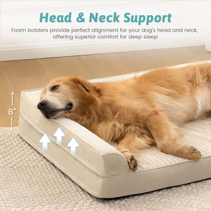 COZY KISS Orthopedic Dog Bed for Extra Large Dogs, L Shaped XXL 48x35 inch