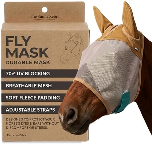 TSZ Horse Fly Mask with Ears Cover - UV Block 70% Breathable Mesh Flymask