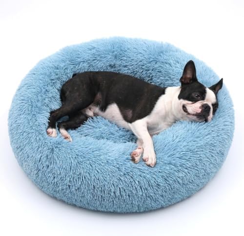 nononfish Plush Calming Donut Dog Bed for Small Dogs