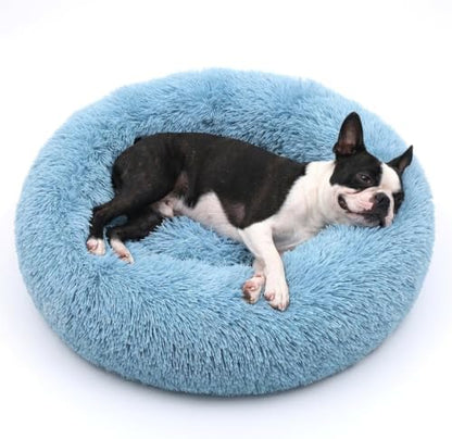 nononfish Plush Calming Donut Dog Bed for Small Dogs
