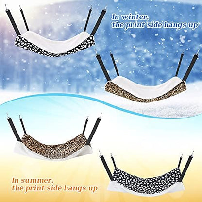 Jetec 2 Pack Cat Hammock for Cage, Leopard and Dot, S