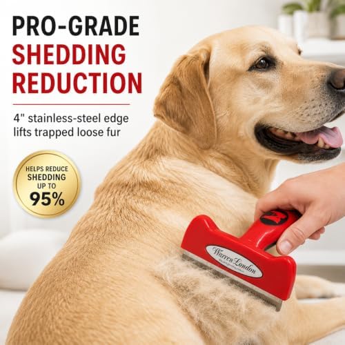 Warren London Deshedding Brush for Large Long Hair Dogs, 4 Inch