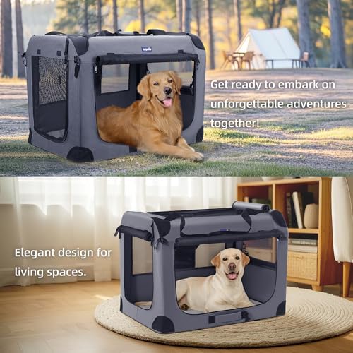Petprsco Collapsible Dog Crate, 40 inch Portable Dog Crates for Large Dogs