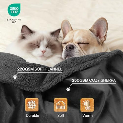 Luciphia Waterproof Blanket for Large Dog, Reversible Sherpa Bed Cover
