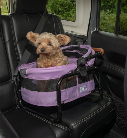 Pet Gear No-Zip View 360 Pet Carrier & Car Seat, 15", Bright Lilac