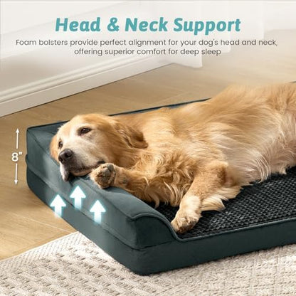 COZY KISS Orthopedic Dog Bed for Extra Large Dogs, L Shaped XXL 48x35 inch