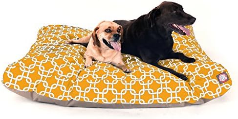 Majestic Pet Rectangular Dog Bed, X-Large, 50x42x5 in, Washable, Yellow