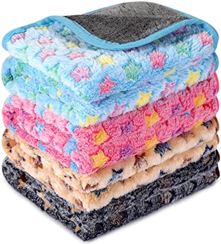 Reginary 4 Pcs Guinea Pig Fleece Cage Liners, Star Pattern, 12 x 12 Inch