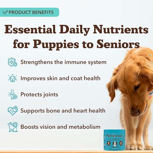 Natural Dog Company 25-in-1 Multivitamin for Dogs – Vet-Formulated Soft Chews for Puppies, Adults & Seniors, Supports Joints, Skin, Coat, Immune & Heart Health, NASC Certified, 180 Count