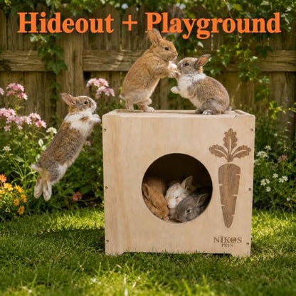 Wooden Rabbit Hideout, Rabbit Bed, Indoor Hutch, Bunny House, Outdoor Hut.
