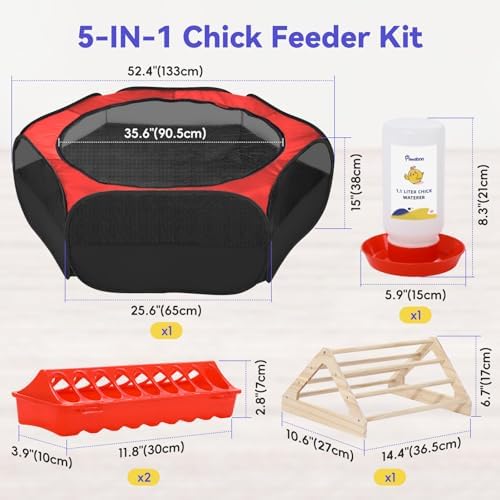 Pawaboo Chick Brooder Box for Chick Starter Kit, Red+Black