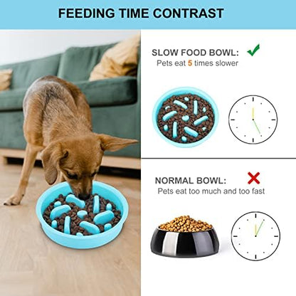 Slow Feeder Dog Bowls 3 in 1 Stainless Steel Food Water Bowl to Slow Eating