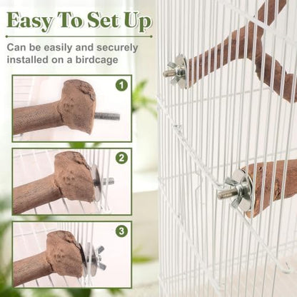 3PCS Natural Grapevine Bird Perch Set for Cage, Parakeet Cage Accessories