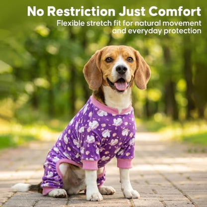 KYEESE Velvet Dog Pajamas for Small Dogs Soft Onesie Shirt, Unicorn Purple