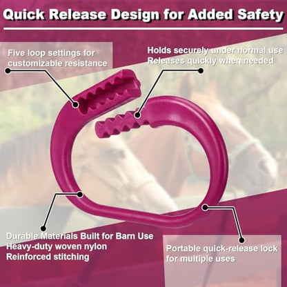 Shinylin 4 Pcs Protective Horse Blocker Tie Multi-Purpose Horse Clip Portable Versatile and Reusable Tie with Quick Release Under Heavy Pressure Design for When Secure is a Concern(Pink)