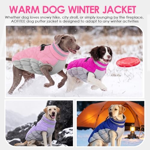 AOFITEE Dog Coat for Extra Large Dogs Warm Dog Winter Jacket with Harness
