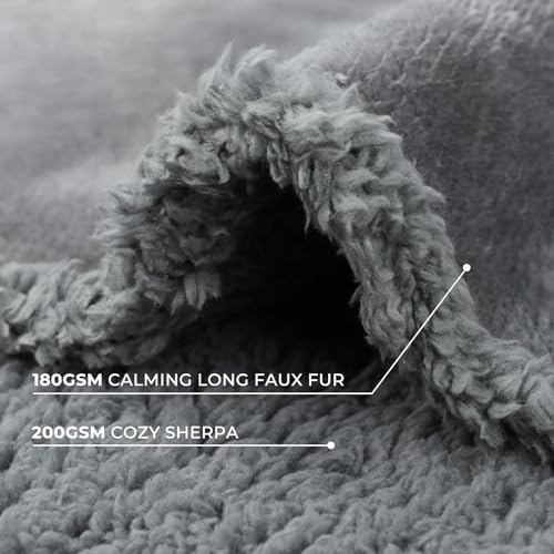 Luciphia Waterproof Bed Blanket Washable, Soft Sherpa Fleece Puppy Reversible Throw Blankets for Medium Large Dog Cat, Furniture Cover Protector Couch from Liquid Pee and Pet Fur, Light Grey,85" x 57"