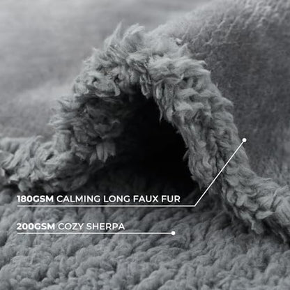 Luciphia Waterproof Bed Blanket Washable, Soft Sherpa Fleece Puppy Reversible Throw Blankets for Medium Large Dog Cat, Furniture Cover Protector Couch from Liquid Pee and Pet Fur, Light Grey,85" x 57"