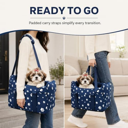 Dog Car Seat for Small Dogs 5-15 lbs, Navy Blue