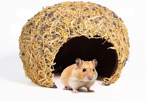 Hamster Hideout - Large, Natural Flowers, Handcrafted for Syrian Hamsters, Rats & Guinea Pigs, Safe & Eco-Friendly (Flower,Large)