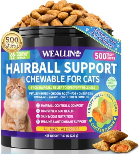 WEALLIN Cat Hairball Support Chews Cat Hairball Remedy Treats 500 Chews
