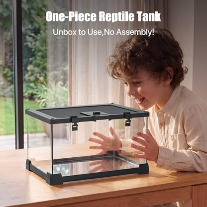 2.5 Gallon Fully Assembled Glass Reptile Enclosure, 12" x 8" x 6"