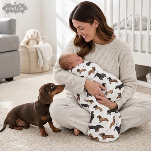 Mud Pie Dachshund Muslin Swaddle Blanket, Baby Blanket