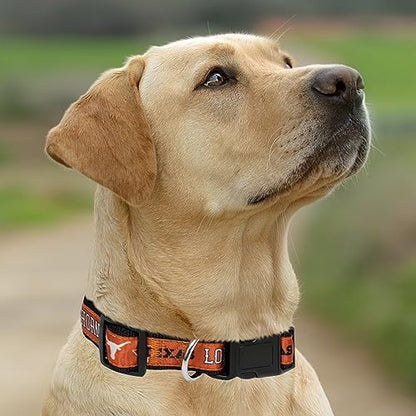 Pets First Collegiate PET Collar New Version Texas Longhorns Dog Collar, Size Medium. Best Sports Team Color for Dogs & Cats. A Shiny & Colorful Dog & Cat Collar Licensed by The NCAA