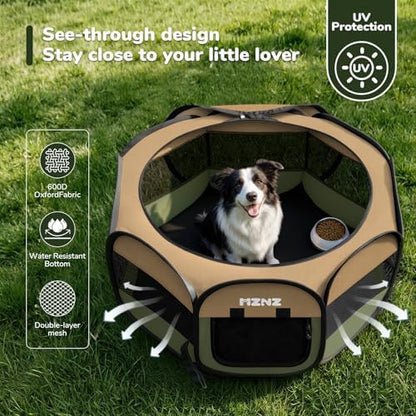 Dog Cat Small Animal Puppy Playpen Crate, Large, Olive Green