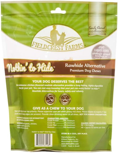 Fieldcrest Farms Nothin to Hide Flip Chips Chews for Dogs - All Natural Rawhide Alternative Treats for Dogs, Chicken, Beef or Peanut Butter Flavor Snack for All Breed Dogs (Chicken, 8.5 Oz)