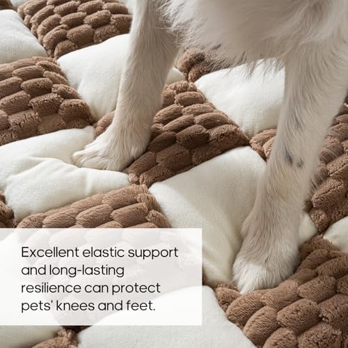 Calming Dog Bed Mats, Thick Flannel Mat for Pets Dog Pad, Washable Non-Slip Couch Protector Pet Friendly Dog Mat for Couch and Sofa(Brown, M-33.45 x 30.71 inch)