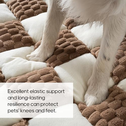 Calming Dog Bed Mats, Thick Flannel Mat for Pets Dog Pad, Washable Non-Slip Couch Protector Pet Friendly Dog Mat for Couch and Sofa(Brown, M-33.45 x 30.71 inch)