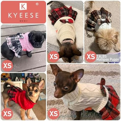 KYEESE Dog Sweater Dress for Small Dogs Turtleneck Thick Knit Pullover