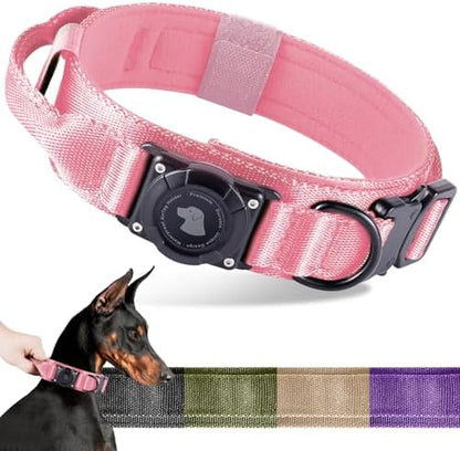 2026 Upgrade Waterproof Tactical AirTag Dog Collar, Built in AirTag Holder