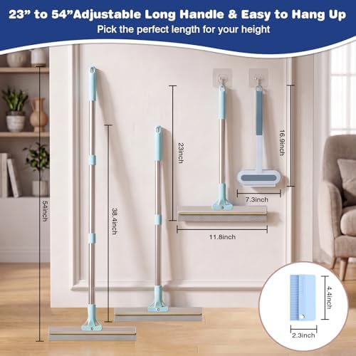 Carpet Rake for Pet Hair Removal: Adjustable 54" Handle No Bending